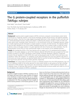 The G Protein-Coupled Receptors in the Pufferfish Takifugu Rubripes