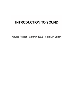 Introduction to Sound