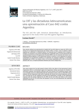 La OIT Y Las Dictaduras Latinoamericanas: Una Aproximación Al Caso 842 Contra Argentina