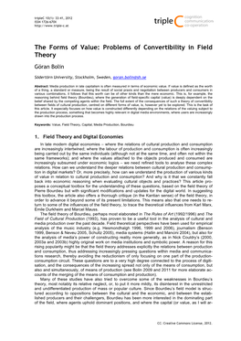 The Forms of Value: Problems of Convertibility in Field Theory