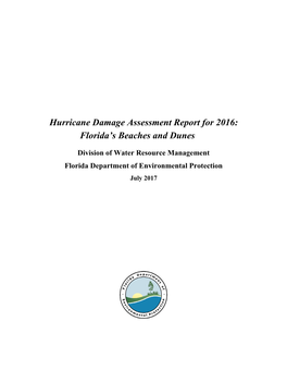 Hurricane Damage Assessment Report for 2016: Florida's Beaches