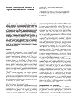 Dendritic Spine Structural Anomalies in Fragile-X Mental Retardation