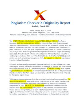 Plagiarism Checker X Originality Report Similarity Found: 20%