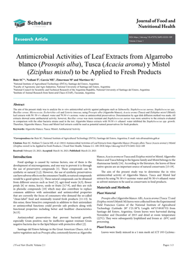 Antimicrobial Activities of Leaf Extracts From
