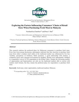 Exploring the Factors Influencing Consumers' Choice of Retail Store