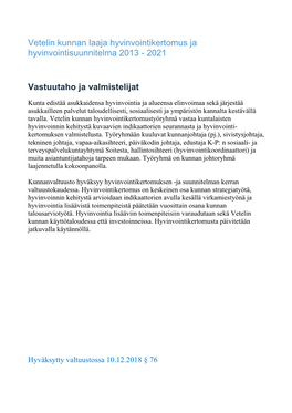 Hyvinvointikertomus Ja Hyvinvointisuunnitelma 2013 - 2021