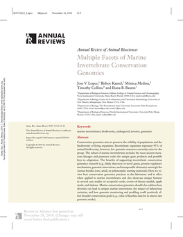 Multiple Facets of Marine Invertebrate Conservation Genomics