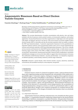 Amperometric Biosensors Based on Direct Electron Transfer Enzymes