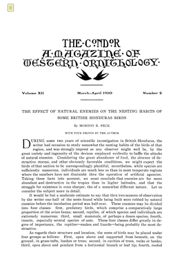 The Effect of Natural Enemies on the Nesting Habits of Some British Honduras Birds