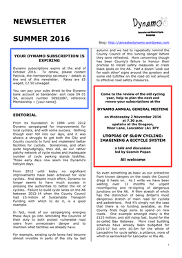 Newsletter Summer 2016