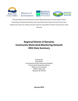 Regional District of Nanaimo Community Watershed Monitoring Network 2012 Data Summary