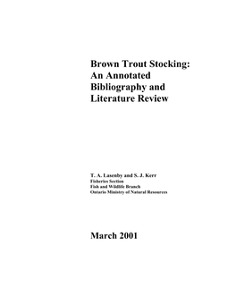 Brown Trout Stocking: an Annotated Bibliography and Literature Review