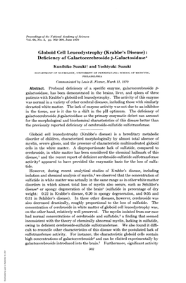 Deficiency of Galactocerebroside G-Galactosidase*