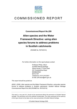 Alien Species and the Water Framework Directive: Using Alien Species Forums to Address Problems in Scottish Catchments