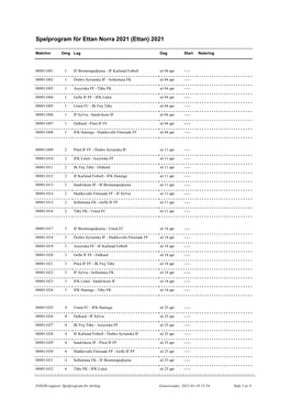 Spelprogram För Ettan Norra 2021 (Ettan) 2021