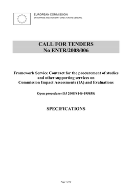 ENTR 200806 Call for Tenders Specificationsl EN Final