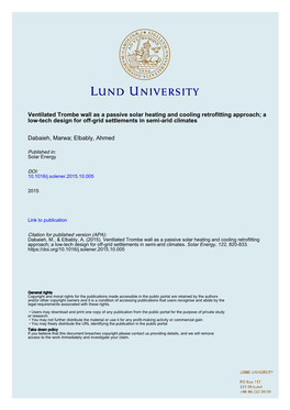 Ventilated Trombe Wall As a Passive Solar Heating and Cooling Retrofitting Approach; a Low-Tech Design for Off-Grid Settlements in Semi-Arid Climates