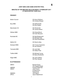 Joint Gmca and Agma Scrutiny Pool Minutes of the Meeting