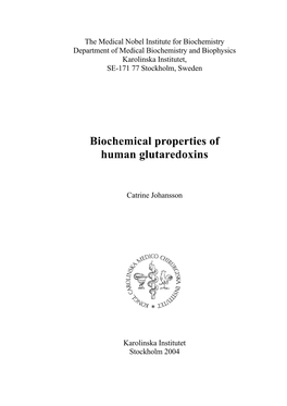 Biochemical Properties of Human Glutaredoxins