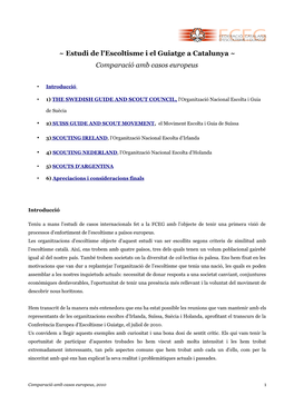 ~ Estudi De L'escoltisme I El Guiatge a Catalunya ~ Comparació Amb Casos Europeus