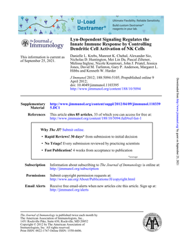 Dendritic Cell Activation of NK Cells Innate Immune Response By