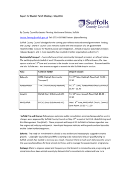 Report for Stuston Parish Meeting – May 2016 by County Councillor