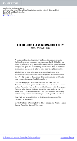 The Collins Class Submarine Story: Steel, Spies and Spin Peter Yule and Derek Woolner Frontmatter More Information