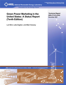 Green Power Marketing in the United States: a Status Report (Ninth Edition), NREL/TP-620-40904