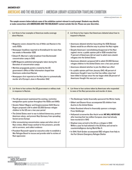 Answer Key Americans and the Holocaust | American Library Association Traveling Exhibition