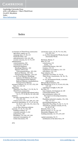 Mao's Third Front Covell F. Meyskens Index More Information Www