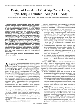 STT RAM) Wei Xu, Hongbin Sun, Xiaobin Wang, Yiran Chen, Member, IEEE, and Tong Zhang, Senior Member, IEEE