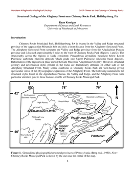 Structural Geology of the Allegheny Front Near Chimney Rocks Park, Hollidaysburg, PA