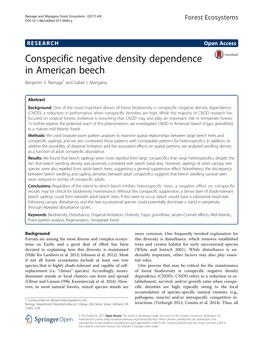 Conspecific Negative Density Dependence in American Beech Benjamin S