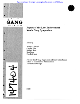 Report of the Law Enforcement Youth Gang Symposium