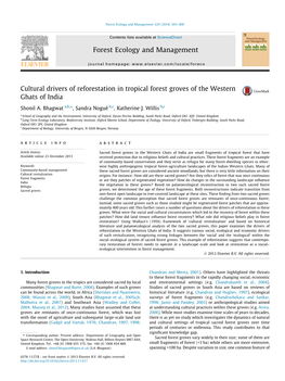 Cultural Drivers of Reforestation in Tropical Forest Groves of the Western Ghats of India ⇑ Shonil A