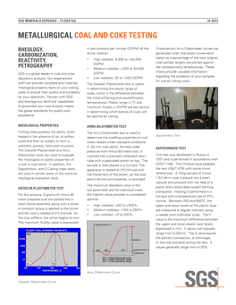 Metallurgical Coal and Coke Testing