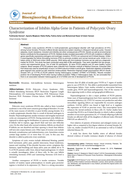 Characterization of Inhibin Alpha Gene in Patients of Polycystic Ovary