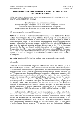 Species Diversity of Freshwater Turtles and Tortoises in Terengganu, Malaysia