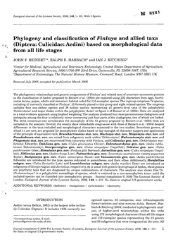 Diptera: Culicidae: Aedini) Based on Morphological Data from All Life Stages