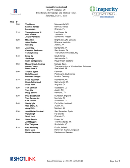 Saturday Tee Times