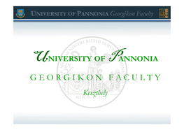 University of Pannonia Georgikon Faculty