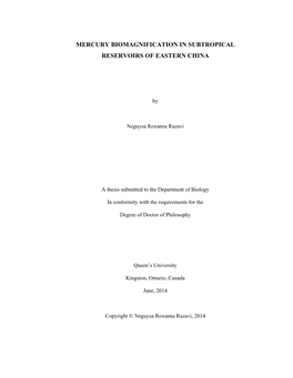 Mercury Biomagnification in Subtropical Reservoirs of Eastern China