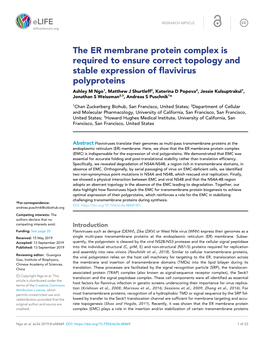 The ER Membrane Protein Complex Is Required to Ensure Correct Topology