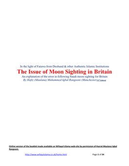 The Issue of Moon Sighting in Britain