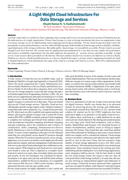 A Light-Weight Cloud Infrastructure for Data Storage and Services Ishashi Kumar R, IIS