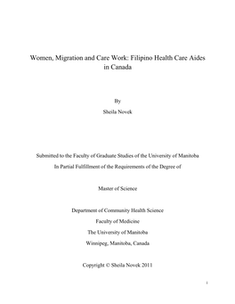 Filipino Health Care Aides in Canada