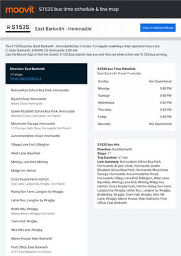 S153S Bus Time Schedule & Line Route