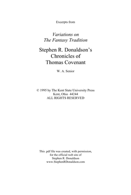 Stephen R. Donaldson's Chronicles of Thomas Covenant