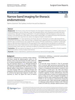 Narrow Band Imaging for Thoracic Endometriosis Takehiro Yamamoto*, Ryo Fujikawa, Yoshifumi Arai and Toru Nakamura