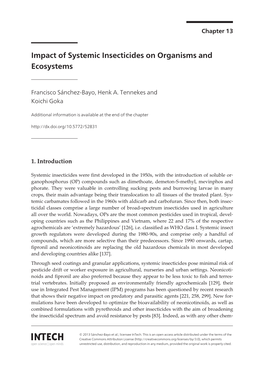 Impact of Systemic Insecticides on Organisms and Ecosystems